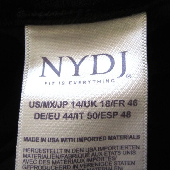 NYDJ Women's Size 14 x29.5" Inseam Black AMI Skinny Jeans Sure Stretch EUC - Picture 10 of 11